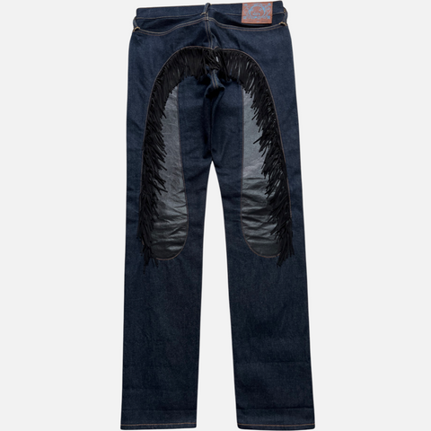 EVISU DENIM BLACK DIACOCK FRINGES [W31]