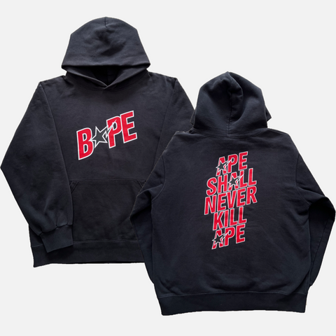 BAPE BLACK ASKNA HOODIE [L]