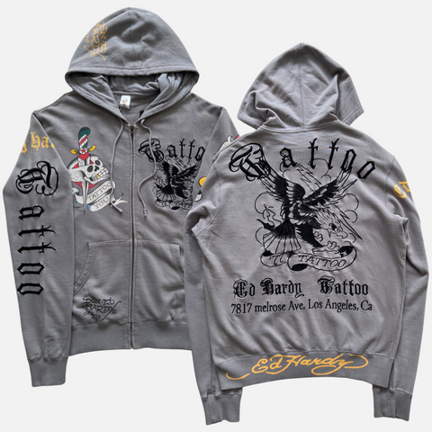 ED HARDY GREY HOODIE [XL]