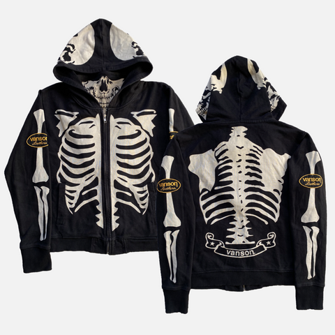 VANSON BLACK SKELETON HOODIE [M]