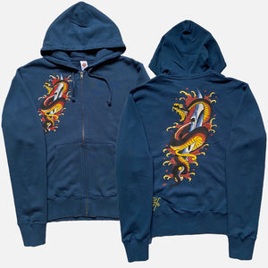 ED HARDY ZIP HOODIE BLUE [M]