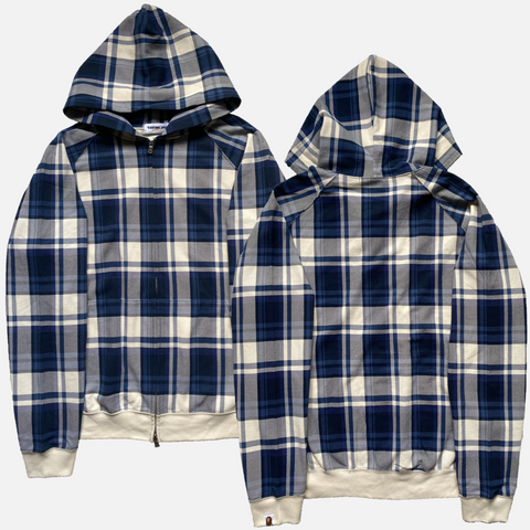 BAPE ZIP HOODIE TARTAN BLUE [L]