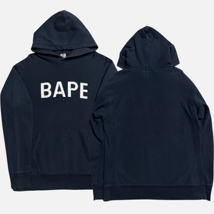 BAPE SPELL OUT HOODIE NAVY [L]