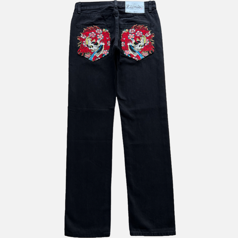 ED HARDY DENIM EMBROIDERED SKULL [W30]