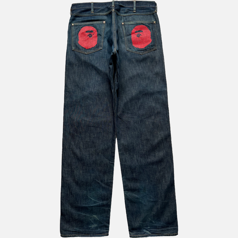 BAPE DENIM RED LOGO PRINT [W34]