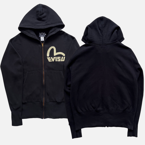 EVISU LOGO PRINT HOODIE [L]