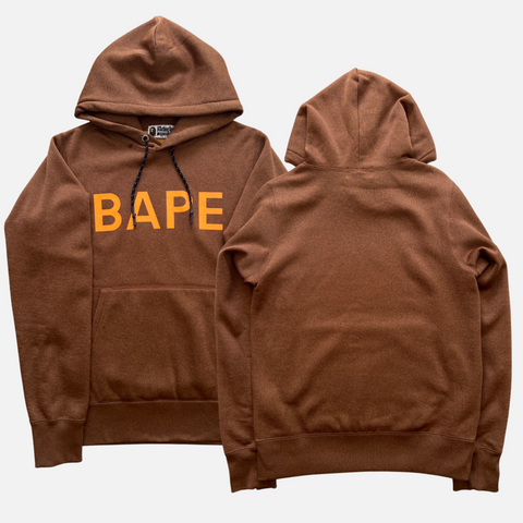 BAPE BROWN SPELL OUT HOODIE [M]