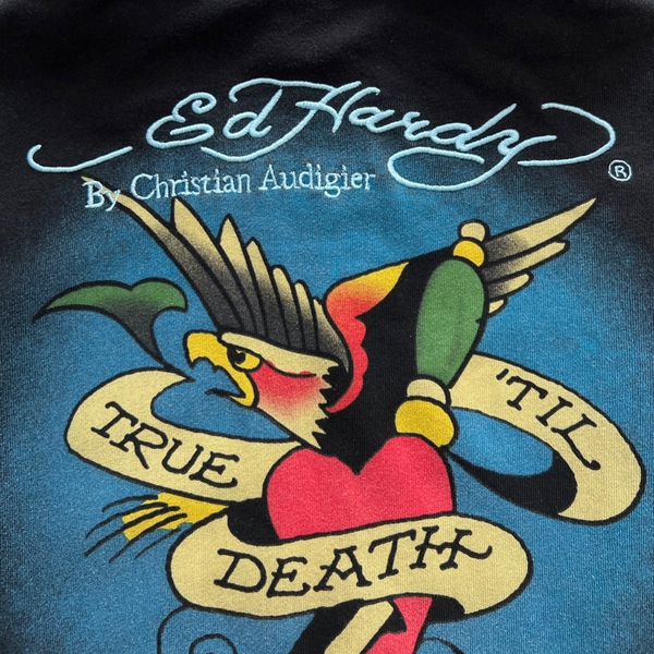 ED HARDY EMBROIDERED ZIP SWEATER [S]