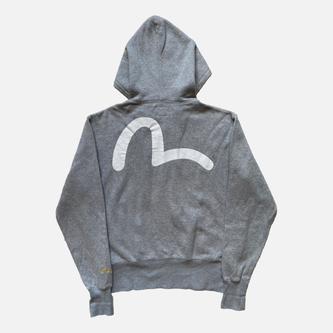 EVISU GREY ZIP HOODIE BACK LOGO [42] – 2K DEPT.