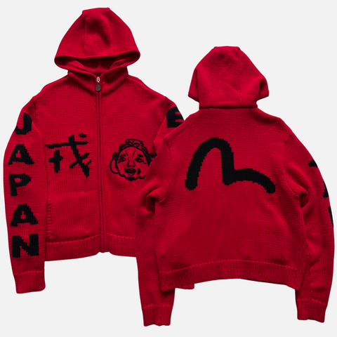 EVISU KNIT HOODIE RED [L]