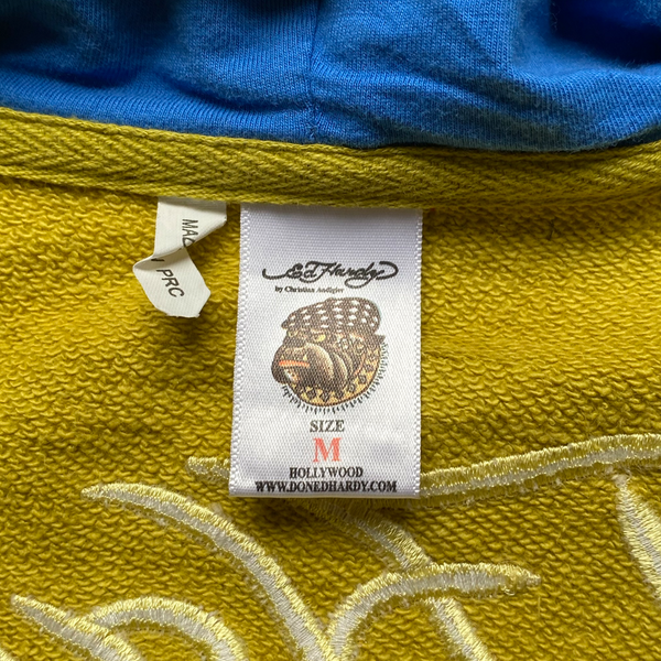 ED HARDY YELLOW HOODIE PRINT & EMBROIDERY [M]